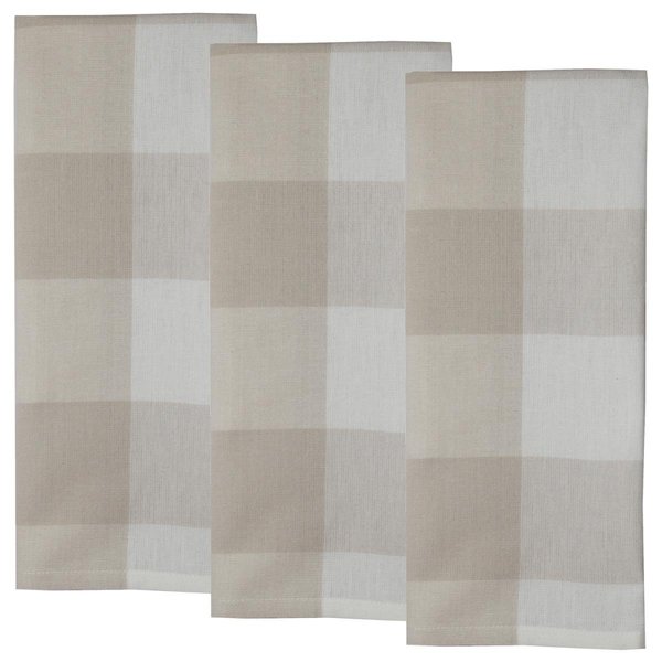 Dunroven House Large Farmhouse Check Towel Wheat  Cream Set of 3 OR819CRE